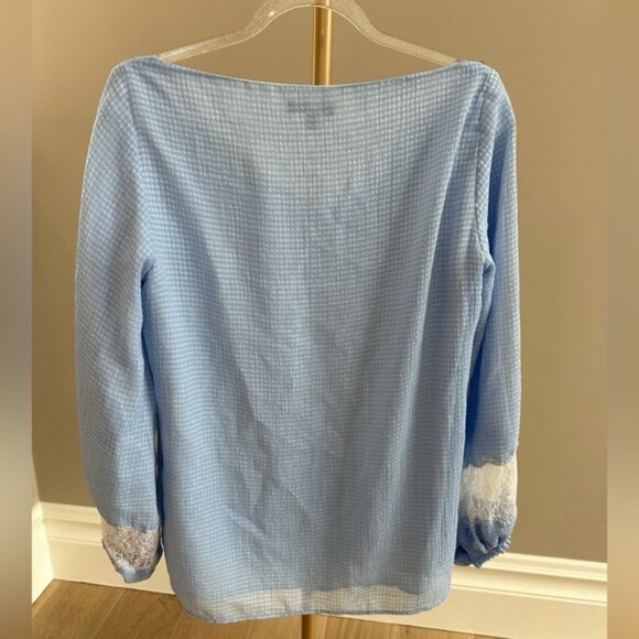 Massimo Dutti Gingham Lace Blouse Size 2 - Picture 3 of 5